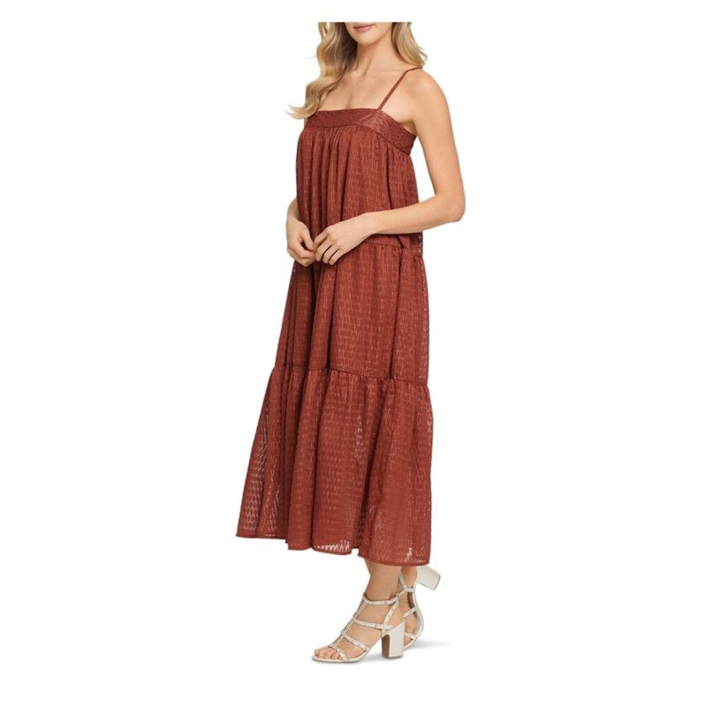 DKNY Womens Brown Pullover Styling Spaghetti Strap Tea-Length Evening Dress XS - Picture 3 of 3
